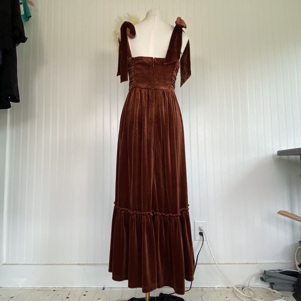 So Me Womens Velvet Regencycore Maxi Dress Size S Tiered Babydoll Boho Cottage - Picture 8 of 16